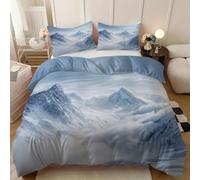 White Snow Mountain Bedding Set,Single 3Pcs Soft Duvet Cover with Zipper, Lightweight Microfiber Comforter Quilt White Snow Mountain Comforter Cover for,Adults,Breathable Easy Care