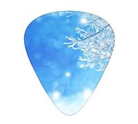 White Snow Printed Guitar Picks With Organizer Storage Box 0.46 0.71 0.96 Mm Includes Thin Medium Heavy For Bass Electric Acoustic Guitars Ukulele 12 Pack