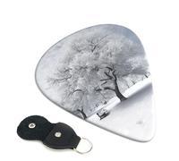 White Snow Tree 6 Pack Guitar Picks With Holder, Personalized Guitar Plectrums Non-Slip Portable Ukulele Bass Picks 0.46mm For Acoustic Guitar Lovers Gifts