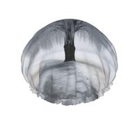 White Snow Tree print Stylish Shower Cap Reusable Shower Cap Women Large Shower Cap for Braids Long Hair
