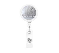 White Snow Tree Retractable Badge Reel Heavy Duty Badge Holder with Belt Clip Retractable Lanyards ID Card Holder with Keychain Name Badge Clips for Office Nurse Employee