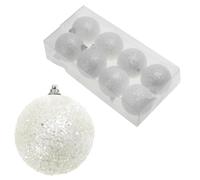 White Snowball Baubles Christmas Tree Hanging Decoration - 8 Pack 40mm