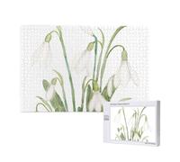White Snowdrop Flower Botanical Watercolor Painting,1000 Pieces Wooden Jigsaw Family Game Jigsaw Puzzles for Adults Teens Home Decor