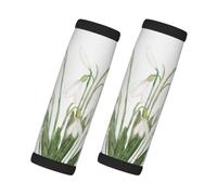 White Snowdrop Flower Botanical Watercolor Painting, 2 Pcs Luggage Handle Wrap Grips, Comfort Soft Handle Covers Luggage Tag