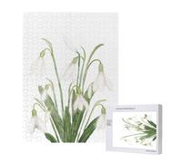 White Snowdrop Flower Botanical Watercolor Painting,500 Pieces Wooden Jigsaw Family Game Jigsaw Puzzles for Adults Teens