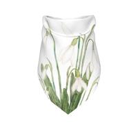 White Snowdrop Flower Botanical Watercolor Painting,Bib Scarf Triangle Hood Adjustable Pet Scarf Washable Hood Suitable for Small, Medium and Large Dogs and Cats