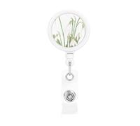 White Snowdrop Flower Botanical Watercolor Painting, Retractable Badge Holder,Badge Reels Holder with ID Clip Alligator Clip