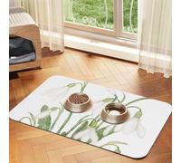White Snowdrop Flower Botanical Watercolor Painting,Waterproof Pet Feeding Mat,PU Leather Placemats for Cat Dog Water Bowl,Food Mats,30x45cm