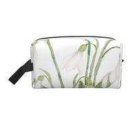 White Snowdrop Flower Botanical Watercolor PaintingLarge Capacity Cosmetic Organizer，Travel Makeup Bag for Women