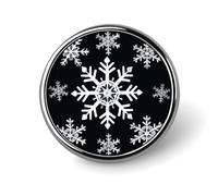 White Snowflake Lapel Pin Brooches Round Fashion Brooch Pin Cute Button Badges Alloy Button Pins Enamel Pins Metal Pinback for Hat Shirt Clothing Bags