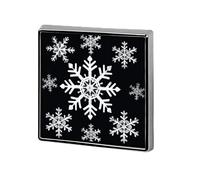 White Snowflake Lapel Pin, Metal Square Lapel Pins, Fashion Badge for Shirts, Jackets, Hats