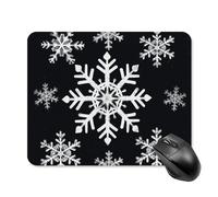 White Snowflake Mouse Pad Cute Square Mouse Mat Leather Non-Slip Rubber Base Mousepad Waterproof Computer Mouses Pad for Laptop Wireless Mouses Keyboard Home Office 20 * 25cm