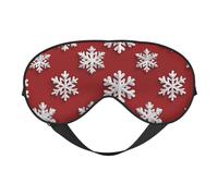 White Snowflake On Red Pattern Christmas Sleep Mask Eye Mask with Adjustable Strap, Eye Sleep Shade Cover Blocks Light for Women Men Airplane Travel Nap Meditation