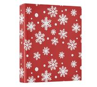 White Snowflake Red Pattern 3 Ring Binder 1.5 Inch Round Ring Binder View Binder Holds 200 Documents for Home School Office Use