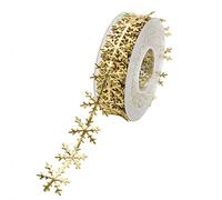 White Snowflake Ribbon Christmas Ribbon Lace Trims for Celebration Wedding Party Festive Event Decoration Christmas Snowflake Shape Lace Ribbons Golden Silver for Wedding