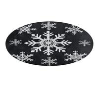 White Snowflake Round Area Rug Non Slip Backing Doormat Water Absorbent Plush Throw Low-Pile Non-Slip Floor Mat Carpet for Living Room Bedroom Entryway Nursery Room 90 * 90cm