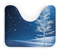 White Snowflakes are Falling U Shaped Toilet Rug 20"X 16" Non Slip Absorbent Contour Bathroom Rug for Toilet Quick Dry Low Pile Thin Bath Mat Soft Floor Carpet Machine Washable