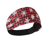 White Snowflakes On Black White Buffalo Plaid Checker Women's Headbands Yoga Workout Exercise Stretchy Headband Breathable Head Wraps Sweat Wicking Hair Bands Head Scarf for Sports