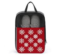 White Snowflakes on Red Shoe Bag for Travel Daily Use Anti-dust Storage Carrier Golf Shoe Pouch
