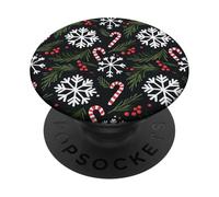white snowflakes with candy canes with Christmas PopSockets Adhesive PopGrip