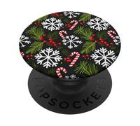 white snowflakes with candy canes with Christmas PopSockets Adhesive PopGrip