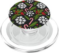 white snowflakes with candy canes with Christmas PopSockets PopGrip for MagSafe