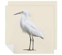 White Snowy Heron Printed Cloth Napkins Washable Reusable Table Decorative Napkin for Parties Weddings 2 PCS
