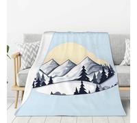 White Snowy Mountains Double-Sided Thick Printed Flannel Blanket 50"x40", Soft, Warm, Durable