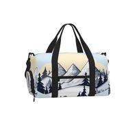 White Snowy Mountains Duffel Bag with Shoe Compartment-Sports Gym Weekender for Men Women, Waterproof Travel Tote with Wet Pocket for Dirty Shoes