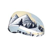 White Snowy Mountains Elastic Sports Headband, Unisex, Soft and Breathable, Quick-Absorbent, Polyester Material