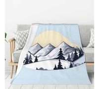 White Snowy Mountains Flannel Throw Blanket 40"x30", Soft, Compact, and Durable for Everyday Use and Handling