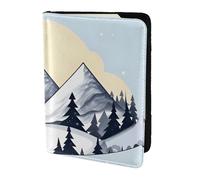 White Snowy Mountains Passport Holder5.5 in - Genuine leather, unisex - Folding passport holder