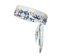 White Snowy Mountains Patterned Sports Headband, Suitable for Outdoor Travel and Various Sports. Unisex Sweat-Absorbing Sports Headband