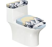 White Snowy Mountains Soft 2Pcs Toilet Lid - Tank Covers, Elastic Reusable for U/O Shape Toilets, Bathroom Decor