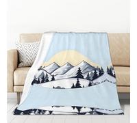 White Snowy Mountains Soft Anti-Pilling Flannel Blanket, 50 x 70 inches, for Home and Travel