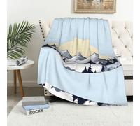 White Snowy Mountains Thick Flannel Blanket 40 x 60 in - Soft, Warm, and Comfortable Polyester Fabric