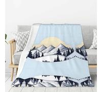 White Snowy Mountains Thick Flannel Blanket, 80 x 60 inches, Soft and Durable for All Seasons