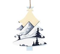 White Snowy Mountains Wooden Christmas Tree Shape Decoration Fashion Design 4 PCS Suitable For Home Festival Decoration