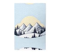White Snowy Mountains Wooden Jigsaw Puzzle 1000 Pieces-Relaxing Family Activity for Adults, Colourful Landscape Puzzle in Plastic Box, Home Decor Gift