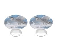 White Snowy Owl Cabinet Knobs, 2-Pack Silver Stainless Steel Drawer Pulls with Screws, Elegant Hardware for Dressers, Kitchen,Cabinets & Desks