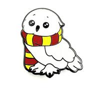 White Snowy Owl Red Scarf Wizard School Metal Enamel Pin Badge