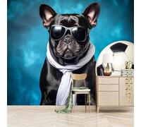 White Soccer Ball with Black Dog Wallpaper 130x80cm Blue Modern Abstract Wallpaper Murals,for Living Room Not Self Adhesive Wall Paper Large Mural & Room Decor