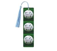 White Soccer Ball Wooden Bookmark Craft Hanging Tags Ornaments Rectangular Bookmarks with Holes and Ropes