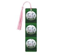 White Soccer Ball Wooden Bookmark Craft Hanging Tags Ornaments Rectangular Bookmarks with Holes and Ropes