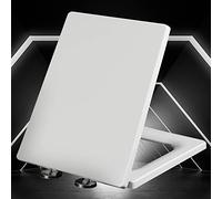White Soft Close Square Toilet Seat with Heavy Duty and Adjustable Slow Close Hinges