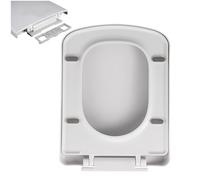 White Soft Close Toilet Seats Rectangle, Square Toilet Seat Slow Close, Toilet Lid Quick Release Top Fix 360° Adjustable Hinges, Easy Installation,04d