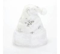 White Soft Plush Christmas Hat Party Snowflake Santa Hats White Xmas Decoration Hat New Year Decoration Holiday Party Supplies-Sliver snowflake