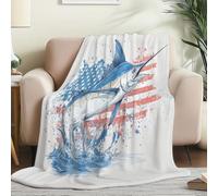 White Soft Printed Throw Blanket - Minimalist Fish National Flag Flannel Fleece, Ultra-Soft Cozy Bed and Sofa Blanket for Kids and Adults Home Décor Sizes Throw/Single (150 x 200 cm)