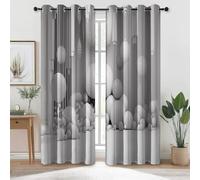 White Soft Thermal Insulated Curtains for Living Room - Geometric 3D Architectural Lines Printed Soundproof Blackout Eyelet Drapes for Nursery Home Office, W 29.5" x L 65" (2 Panels)