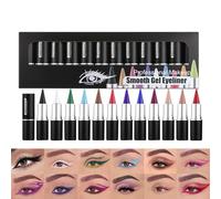 White Solid Eyeliner - Cream Black Lazy, 12 Color Eyeshadow Cream Set | Matte Eyeliner Set, White, Solid Eyeliner, Cream, Black, Lazy 12 Color Eyeshadow Cream Set, Colorful Eyeliner Pen Set